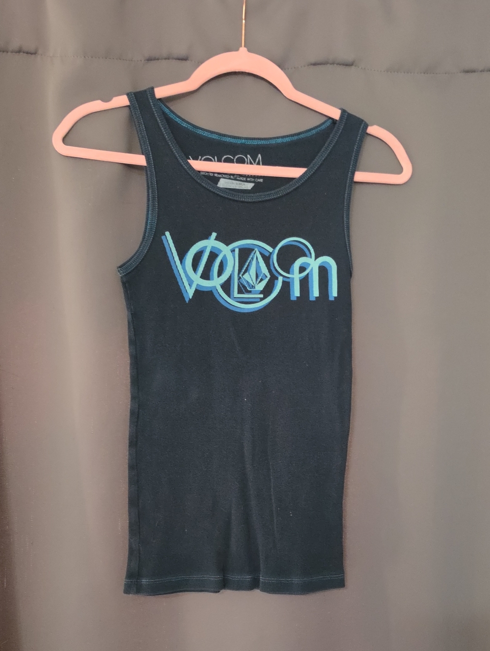 Volcom Black Girls' Tank Top with Teal Logo